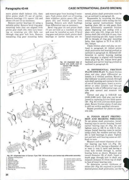 Case 1190 Wheel Loader Service Manual sample page with diagrams and specifications