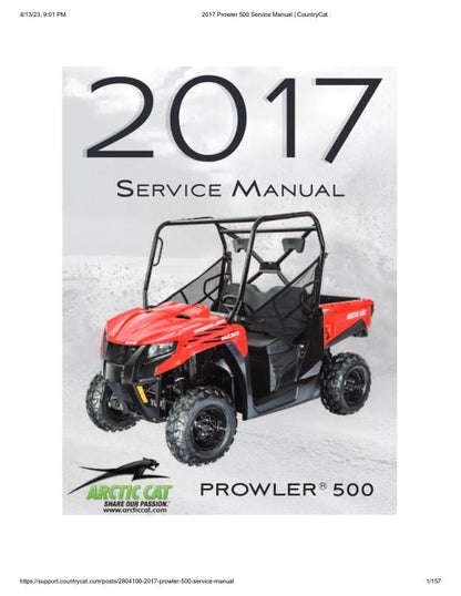 Arctic Cat Prowler 500 UTV Service Manual factory service manual title page