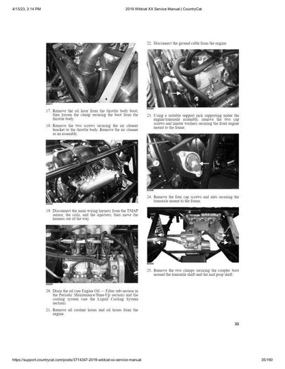 Arctic Cat Wildcat XX UTV Service Manual sample page with diagrams and specifications