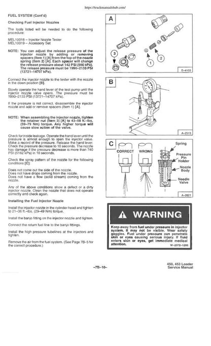 Bobcat 450 453 Skid Steer Loader Service Manual sample page with service data and tables