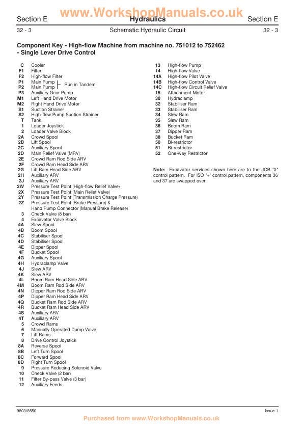 JCB 1CX 208S Backhoe Loader Service Manual sample page showing schematics and diagrams