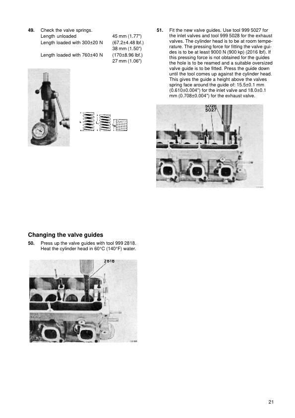 Volvo Penta AQ125 AQ145 A/B Engine Service Manual sample page with technical illustrations