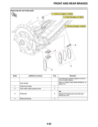 Yamaha Wolverine RMAX4 UTV Service Manual sample page showing repair procedures