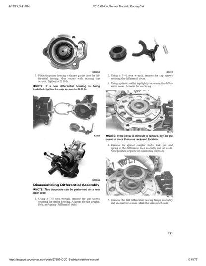 Arctic Cat Wildcat UTV Service Manual sample page from the repair manual