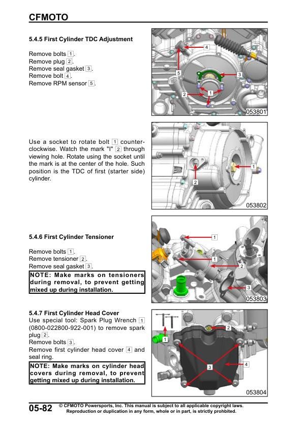 CFMOTO ZFORCE 950 1000 EX Sport Service Repair Manual sample page with diagrams and specifications