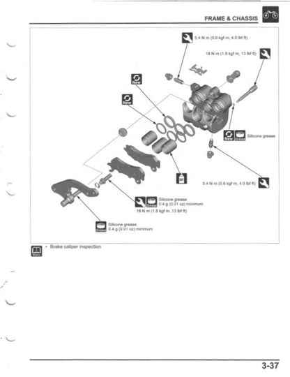 Honda PCX 150 Motorcycle Service Manual sample page with technical illustrations