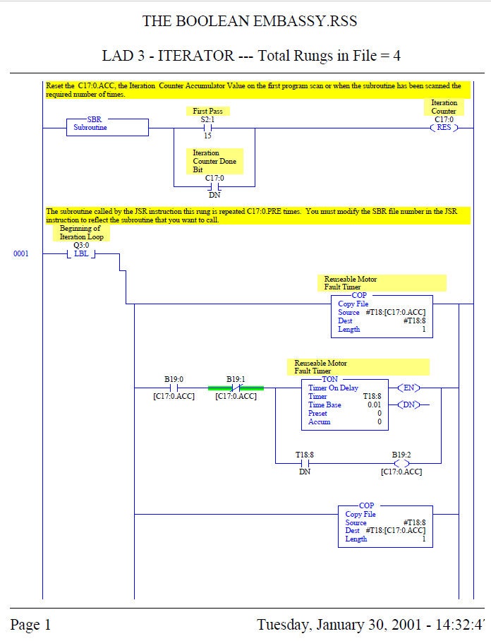 Siemens PLC Trainer & Training Course sample page with service data and tables