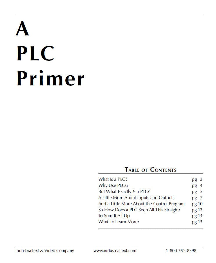 PLC Training LITE Course sample page with technical illustrations