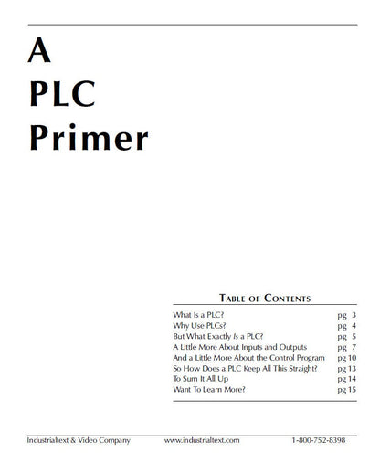 PLC Training LITE Course sample page with technical illustrations