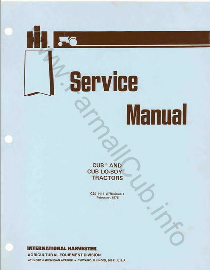 Farmall Cub 140 240 340 Tractor Service Manual - sample page 9