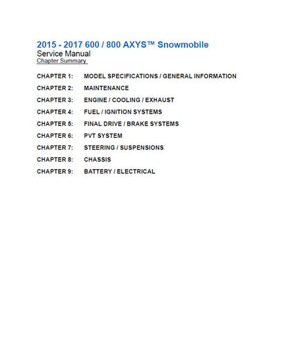 2015-2017 Polaris Rush Switchback XCR RMK 600 800 Snowmobile Service Manual | 2015-2017 - sample page 3