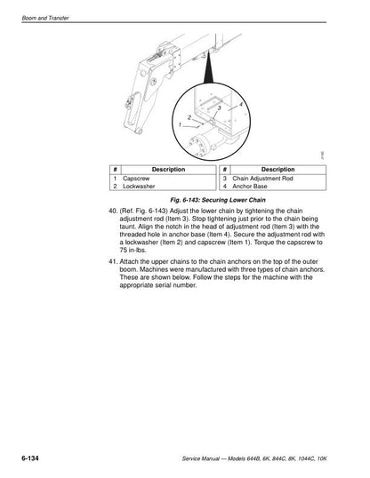 JLG Lull 644B 844C 1044C Telehandler Service Manual sample page with technical illustrations