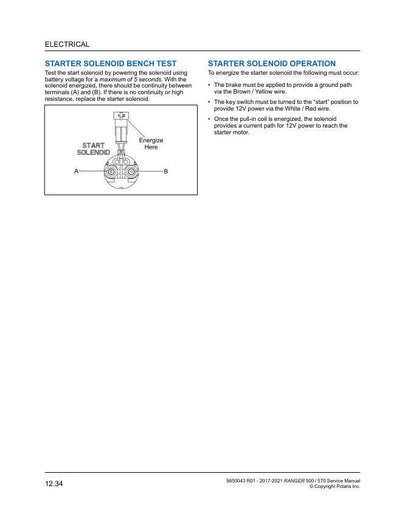 Polaris Ranger 500 570 UTV Service Manual sample page with service data and tables