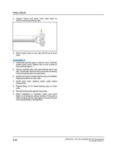 Polaris Ranger 500 570 UTV Service Manual sample page with technical illustrations