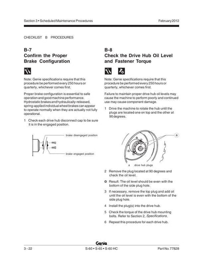 Genie S60 S55 S60HC Boom Lift Service Repair Manual sample page from the repair manual