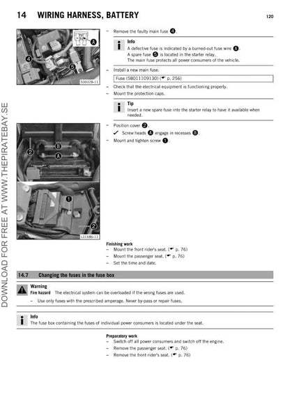 KTM 1290 Super Duke R Motorcycle Service Manual sample page from the repair manual