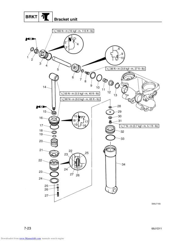 Yamaha F200C F225C Outboard Service Manual sample page from the repair manual