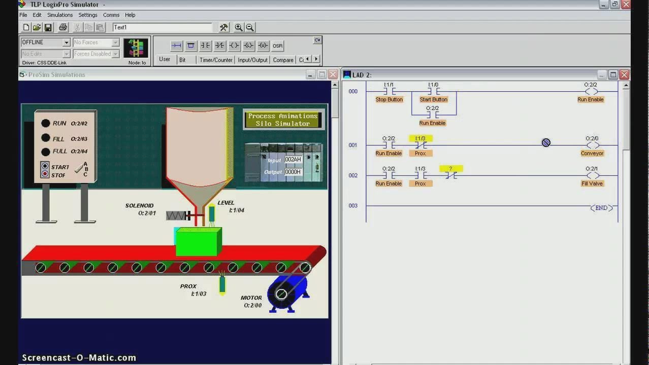 Allen Bradley PLC Training Bundle RSLogix & LogixPro Simulator sample page with service data and tables
