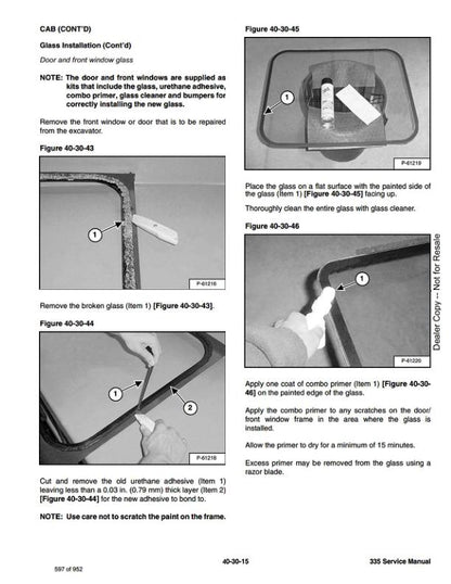 Bobcat 335 Compact Excavator Service Manual sample page showing repair procedures