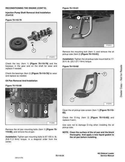 Bobcat 463 Skid Steer Loader Service Manual sample page with technical illustrations