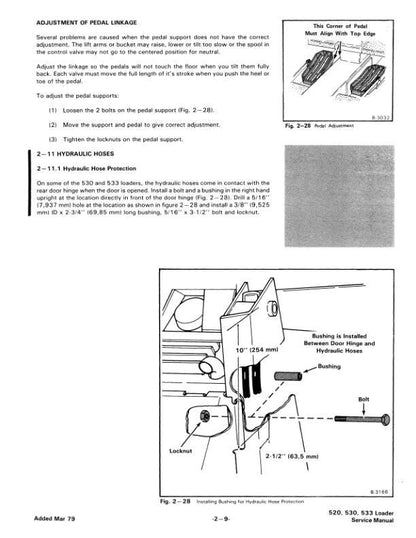 Bobcat 520 530 533 Skid Steer Loader Service Manual sample page with diagrams and specifications