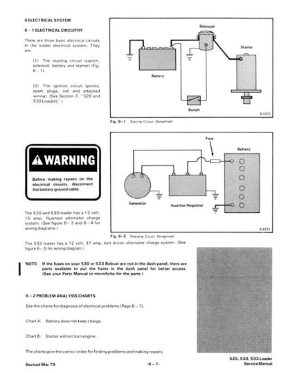 Bobcat 520 530 533 Skid Steer Loader Service Manual sample page from the repair manual