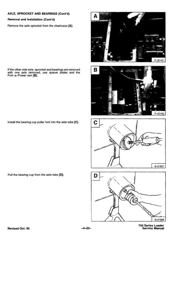 Bobcat 753 Skid Steer Loader Service Manual sample page showing repair procedures