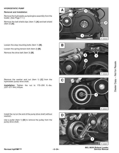Bobcat 863 Skid Steer Loader Service Manual sample page from service manual