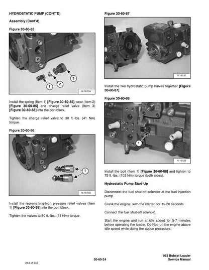 Bobcat 963 Skid Steer Loader Service Manual sample page showing repair procedures