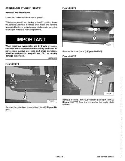 Bobcat E35 Compact Excavator Service Manual sample page from service manual