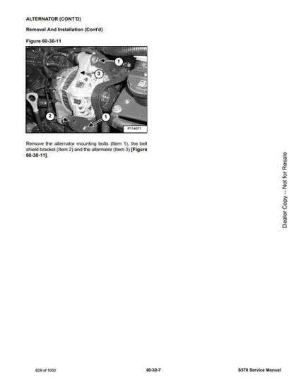 Bobcat S570 Skid Steer Loader Service Manual sample page with technical illustrations