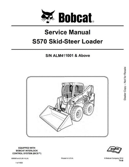 Bobcat S570 Skid Steer Loader Service Manual factory service manual title page