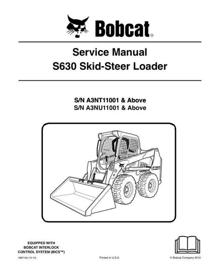Bobcat S630 Skid Steer Loader Service Manual factory service manual title page