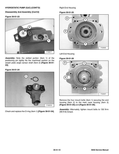 Bobcat S630 Skid Steer Loader Service Manual sample page with diagrams and specifications