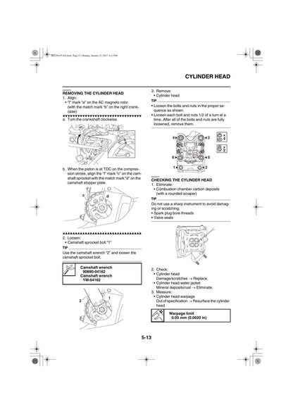 Yamaha GDR155 NVX 155 Scooter Service Manual sample page showing repair procedures