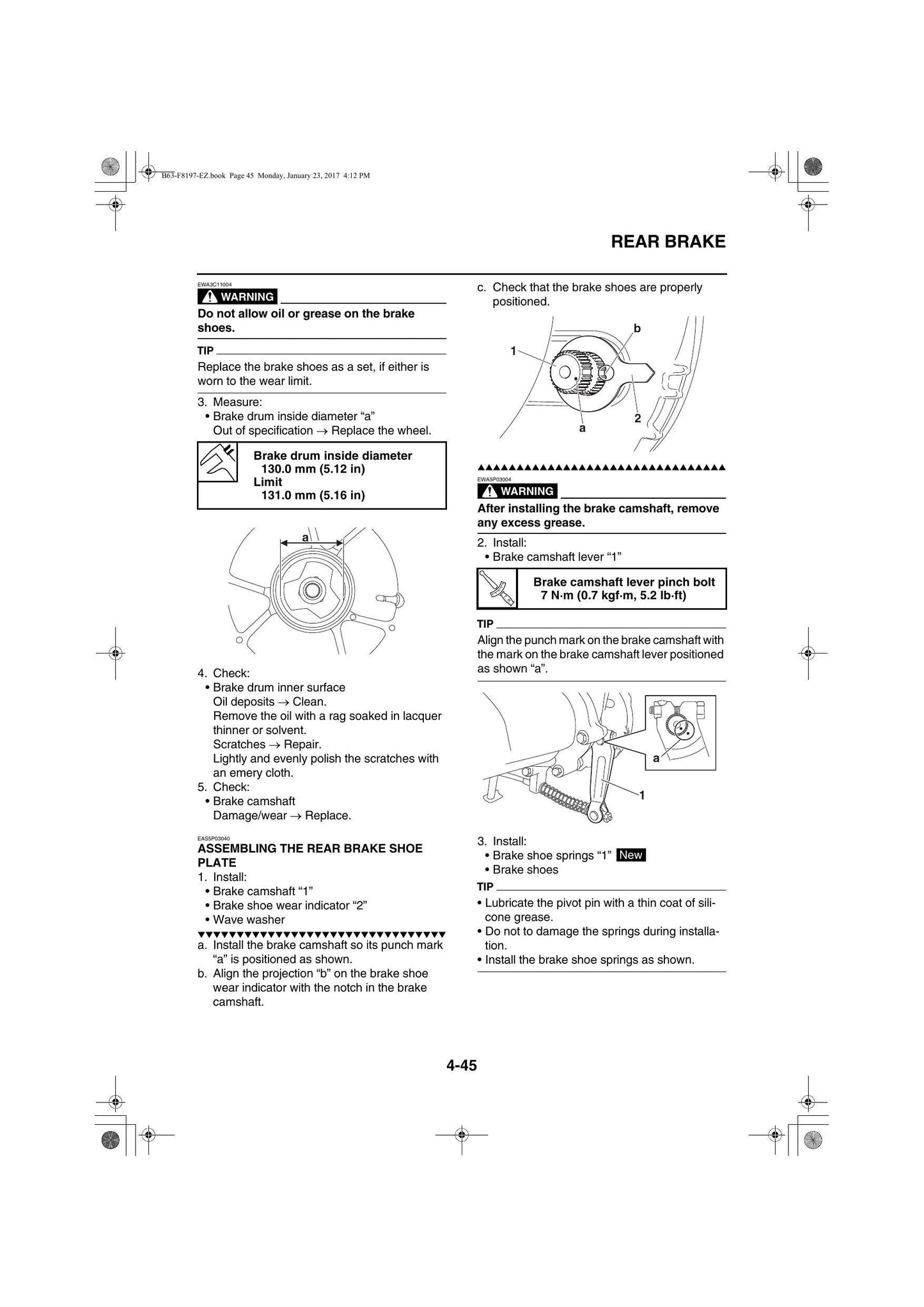 Yamaha GDR155 NVX 155 Scooter Service Manual sample page with diagrams and specifications