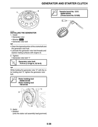 Yamaha YZF-R6 Motorcycle Service Manual sample page showing repair procedures