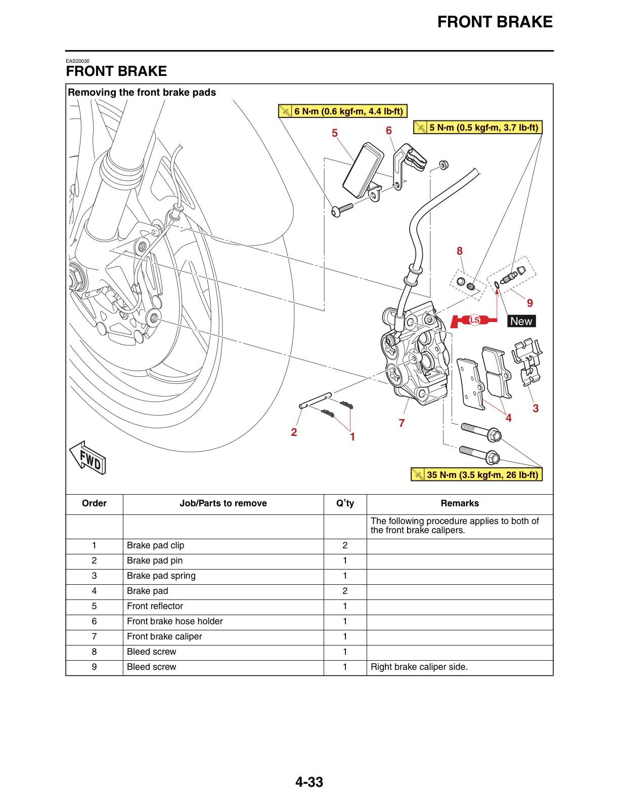 Yamaha YZF-R6 Motorcycle Service Manual sample page from service manual