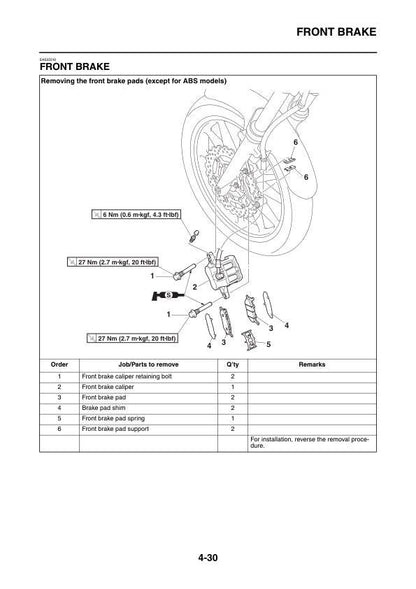 Yamaha Bolt 950 Motorcycle XVS950C Service Manual sample page from service manual