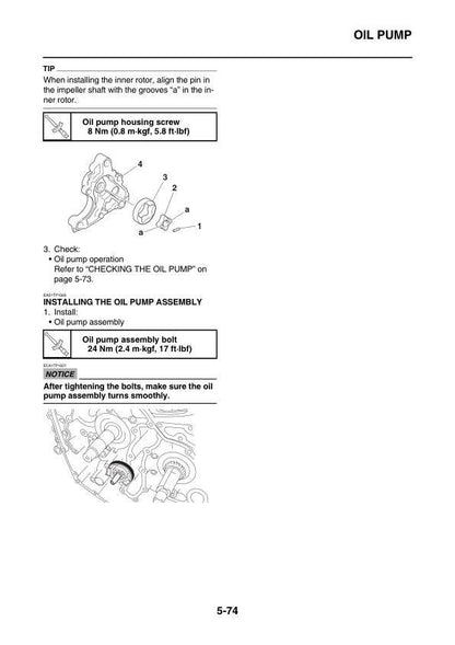 Yamaha Bolt 950 Motorcycle XVS950C Service Manual sample page with diagrams and specifications