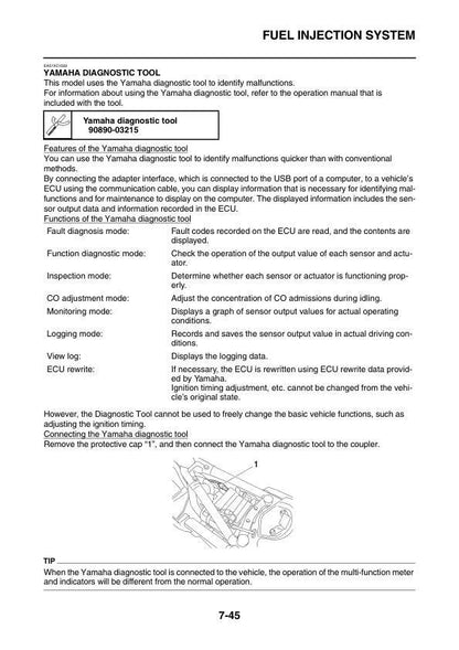 Yamaha Bolt 950 Motorcycle XVS950C Service Manual sample page showing repair procedures