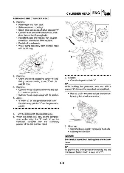 Yamaha YZF-R15 Motorcycle Service Manual sample page with technical illustrations
