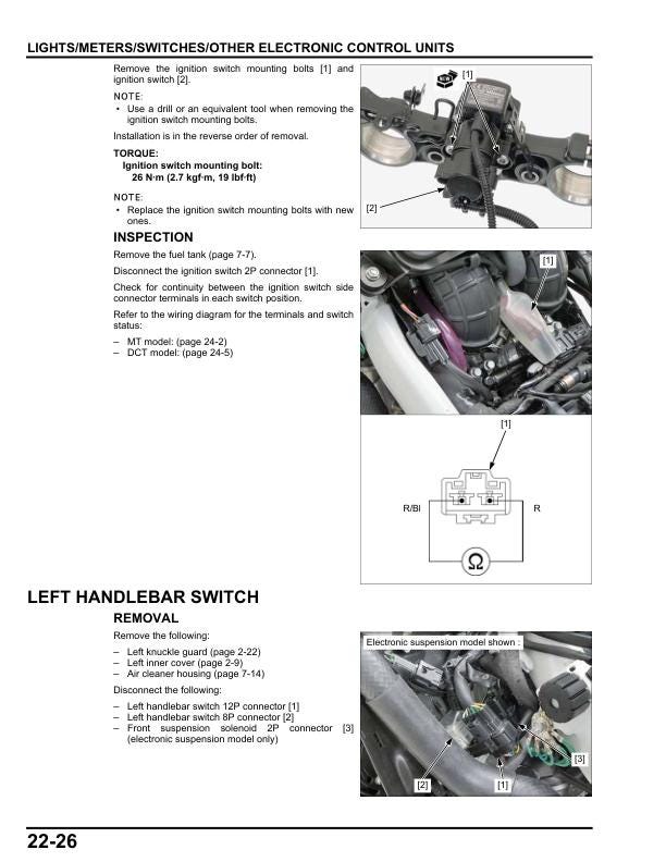 Honda Africa Twin CRF1100 Motorcycle Service Manual sample page showing schematics and diagrams