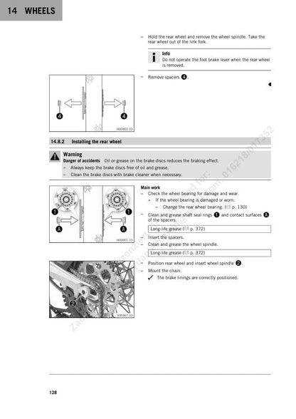 KTM 250 300 EXC Service Manual sample page from service manual