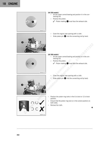 KTM 250 300 EXC Service Manual sample page with technical illustrations