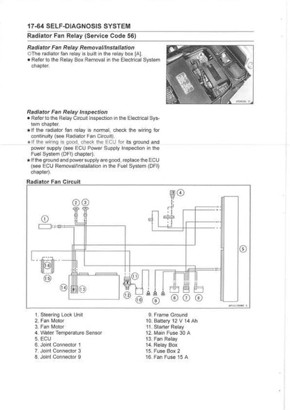Kawasaki 1400GTR Concours 14 ABS Service Manual sample page with service data and tables