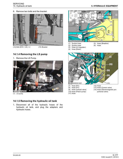Kubota SVL95 2S Compact Track Loader Service Manual sample page with technical illustrations
