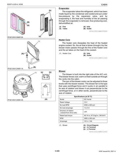 Kubota KX057-4 U55-4 Excavator Service Manual sample page from the repair manual
