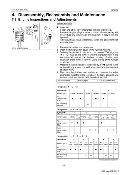 Kubota U30-5 Excavator Service Manual sample page showing repair procedures