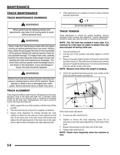 Polaris Indy 120 Snowmobile Service Manual table of contents